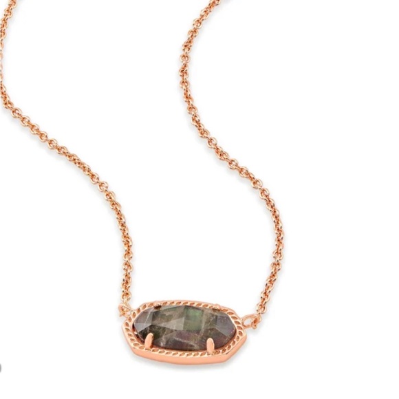 NWT Kendra Scott Retired Elisa Necklace Crystal Gray Illusion & Rose Gold RARE! - Picture 6 of 12